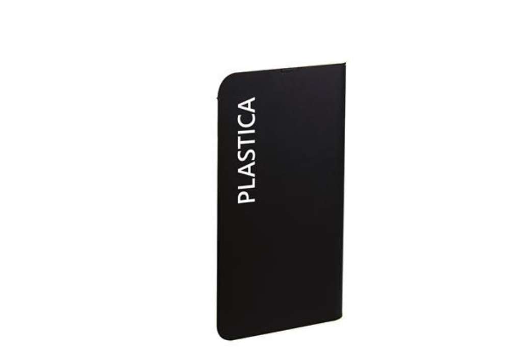 Immagine di Etichetta adesiva raccolta differenziata - con stampa "PLASTICA" - 45 x 270 mm - vinile - bianco opa