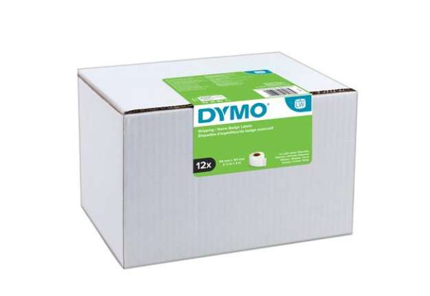Immagine di Rotolo etichette spedizione/badge - 54 x 101 mm - bianco - 220 etichette / rotolo - Dymo - value pac