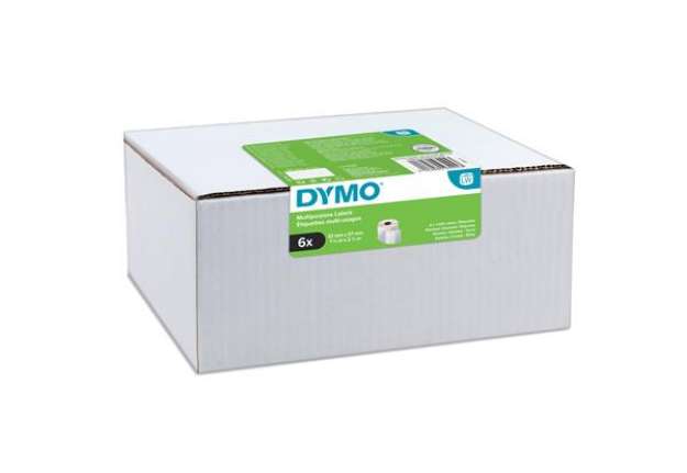 Immagine di Rotolo etichette multiuso - 57 x 32 mm - bianco - 1000 etichette / rotolo - Dymo - value pack 6 pezz