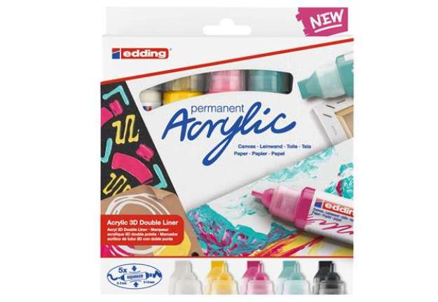 Immagine di Marcatore permanente acrilico 5400 - doppia punta - colori assortiti - Edding - conf. 5 pezzi