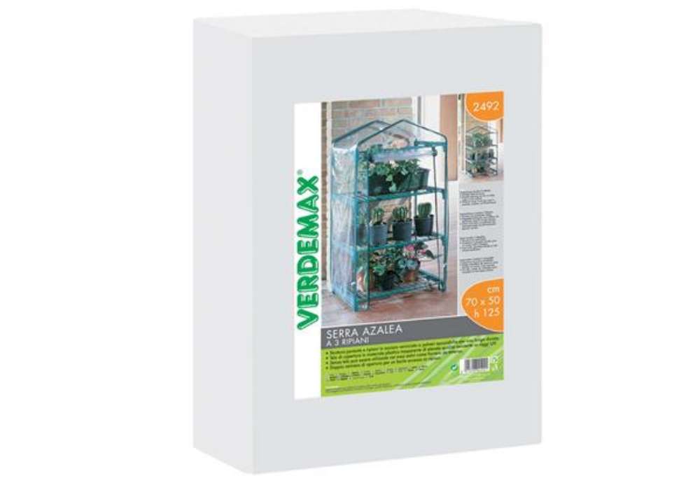 Immagine di Serra Azalea - 3 ripiani - 70 x 50 x 125 cm - acciaio verniciato/PVC - verde/trasparente - Verdemax