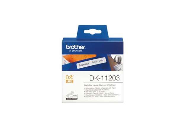 Immagine di Brother - Rotolo 300 Etichette adesive 17 x 87mm - Nero/Bianco - DK-11203