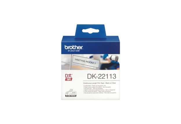 Immagine di Brother - Nastro adesivo - in pellicola - Nero/Trasparente - 62mm x 15,24mt - DK-22113