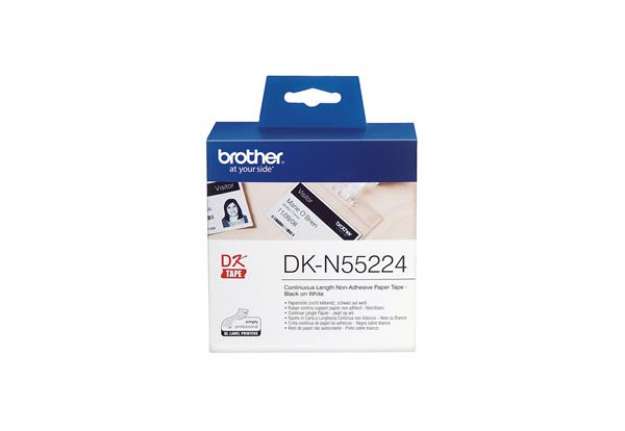 Immagine di Brother - Nastro non adesivo - Nero/Bianco - 54mm x 30,48mt - DKN55224