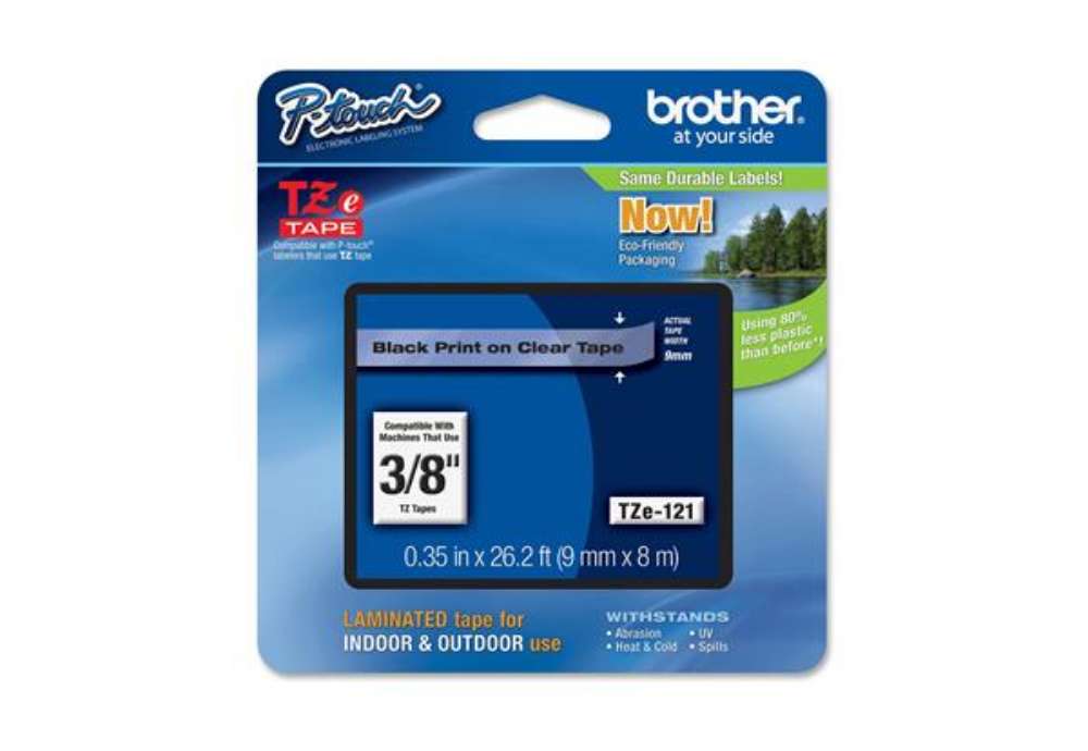 Immagine di Brother - Nastro - Nero/Trasparente - TZ121 - 9mm x 8mt