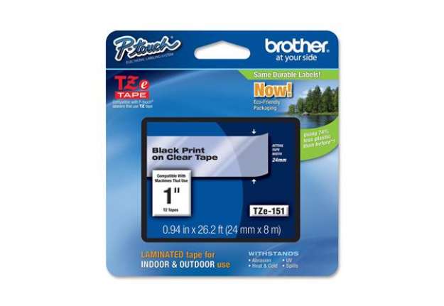 Immagine di Brother - Nastro - Nero/Trasparente -TZE151 - 24mm x 8mt