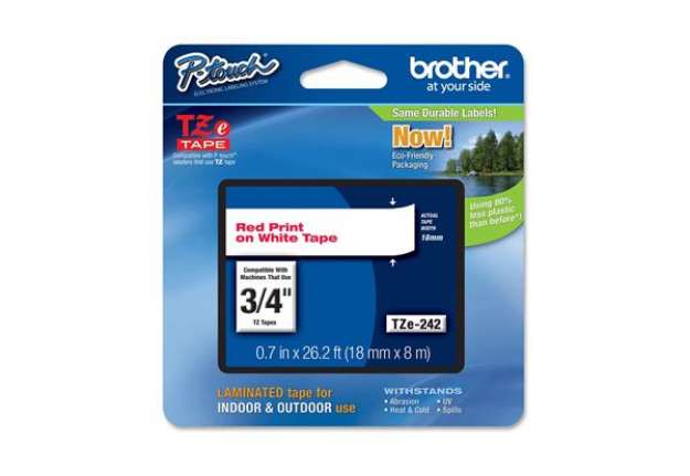 Immagine di Brother - Nastro - Rosso/Bianco - TZE242 - 18mm x 8mt