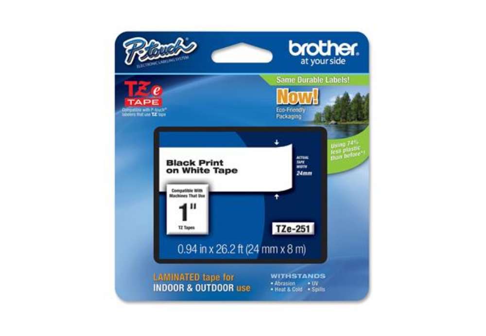 Immagine di Brother - Nastro - Nero/Bianco - TZE251 - 24mm x 8mt