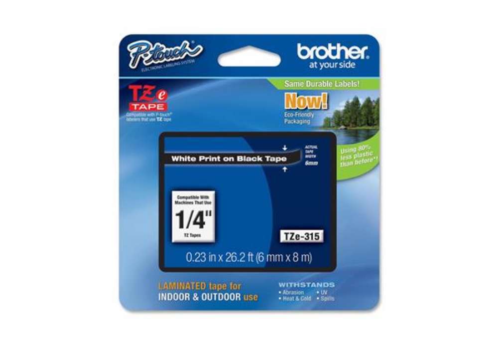 Immagine di Brother - Nastro - Bianco/Nero - TZE315 - 6mm x 8mt
