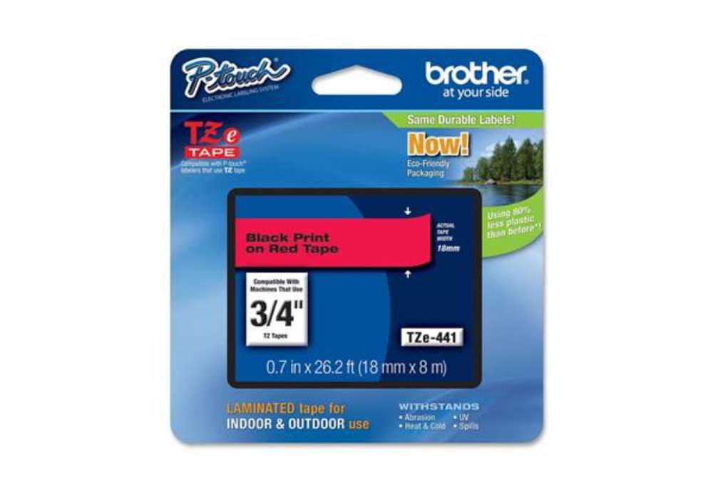 Immagine di Brother - Nastro -  Nero/Rosso - TZE441 - 18mm x 8mt