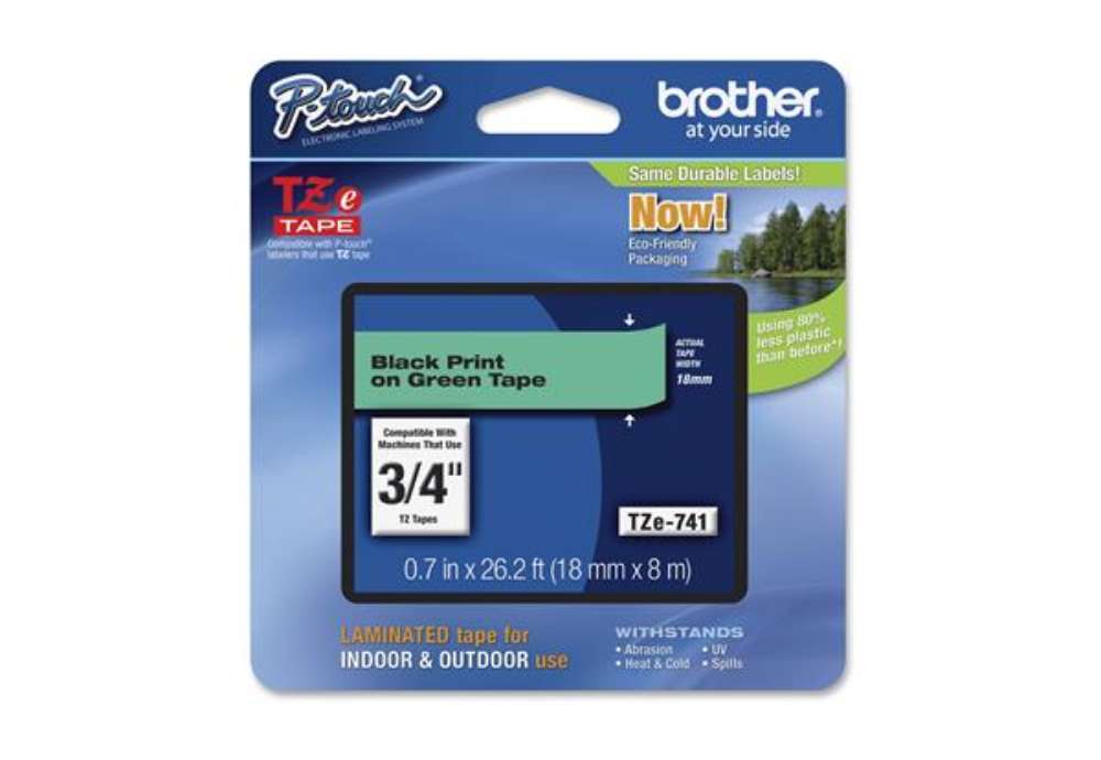 Immagine di Brother - Nastro -  Nero/Verde - TZE741 - 18mm x 8mt