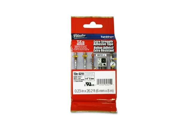Immagine di Brother - Nastro con adesivo resistente - Nero/Bianco - TZES211 - 6mm x 8mt