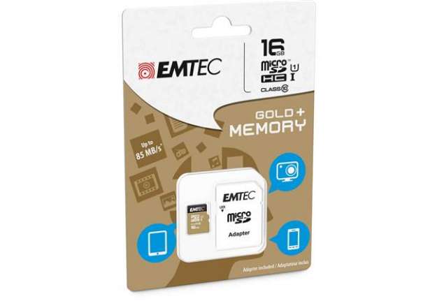 Immagine di Emtec - Micro SDHC Class 10 Gold + con Adattatore - ECMSDM16GHC10GP - 16GB
