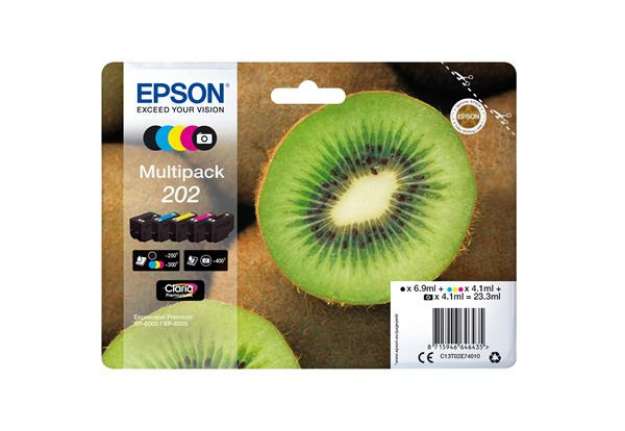Immagine di Epson - Multipack Cartuccia ink - 202 - C/M/Y/K/K PH - C13T02E74010 - C/M/Y/K PH 4,1ml cad - K 6,9ml
