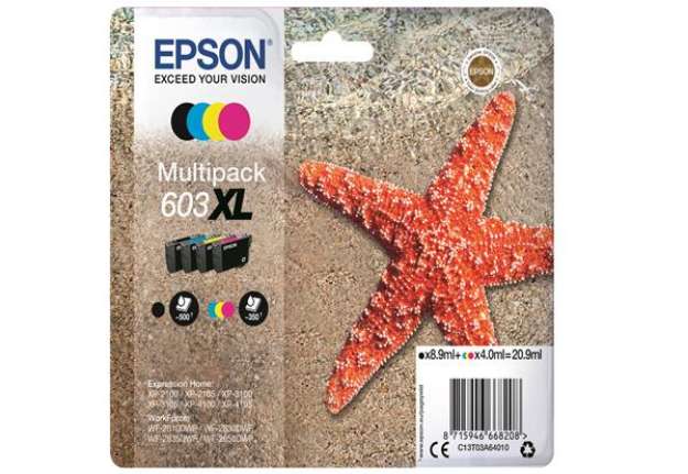 Immagine di Epson - Multipack Cartucce Ink - 603XL - C/M/Y/K - C13T03A64010 - C/M/Y 4ml cad / K 8,9ml