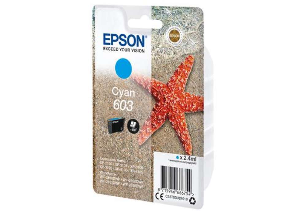 Immagine di Epson - Cartuccia ink - 603 - Ciano - C13T03U24010 - 130 pag