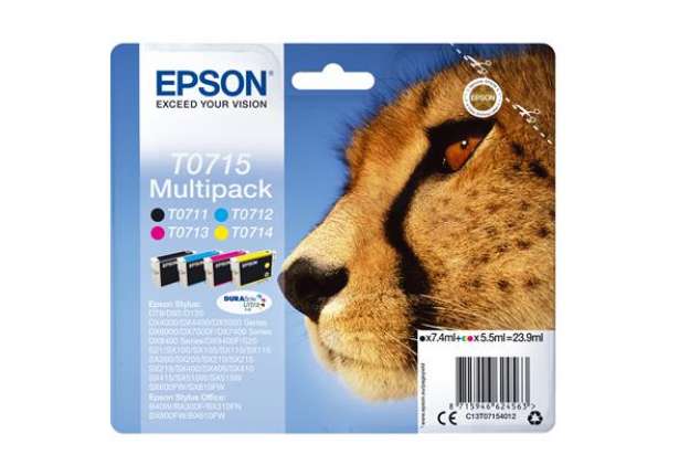 Immagine di Epson - Multipack Cartuccia ink - C/M/Y/K - T0715 - C13T07154012 - C/M/Y 5,5ml - K 7,4ml