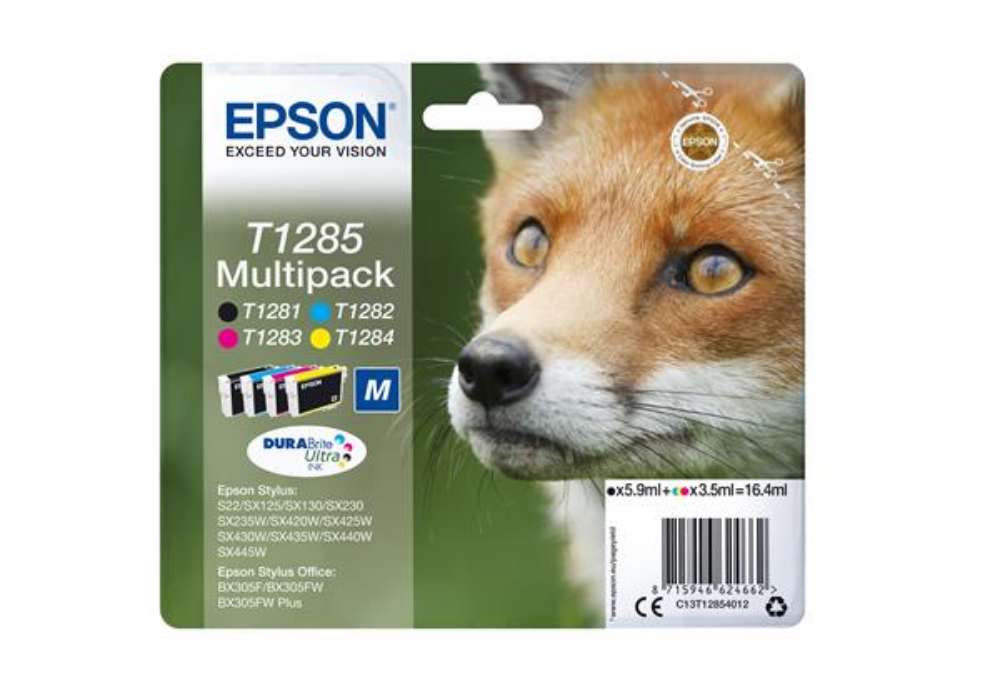Immagine di Epson - Multipack Cartuccia ink - C/M/Y/K - T1285 - C13T12854012 - C/M/Y 3,5ml cad - K 5,9ml
