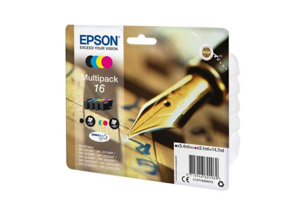 Immagine di Epson - Multipack Cartuccia ink - 16 - C/M/Y/K -  C13T16264012 - C/M/Y 3,1ml cad - K 5,4ml