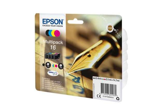 Immagine di Epson - Multipack Cartuccia ink - 16 - C/M/Y/K -  C13T16264012 - C/M/Y 3,1ml cad - K 5,4ml