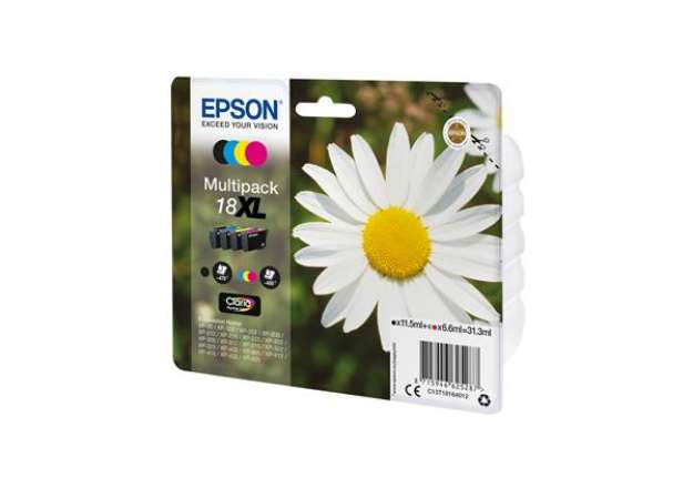 Immagine di Epson - Cartuccia ink - 18XL - C/M/Y/K - C13T18164012 - C/M/Y 6,6ml cad - K 11,5ml