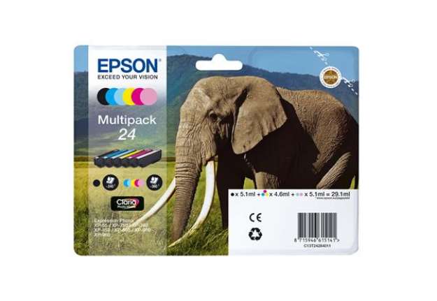 Immagine di Epson - Multipack Cartuccia ink - 24 - C/M/Y/C CH/M CH/K - C13T24284012 - C/M/Y 4,6ml - K/ C CH/M CH