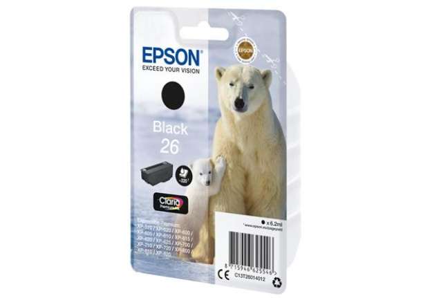 Immagine di Epson - Cartuccia ink - 26 - Nero - C13T26014012 - 6,2ml