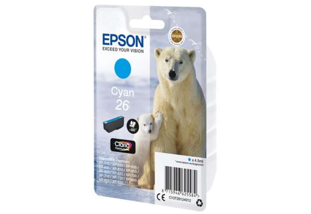 Immagine di Epson - Cartuccia ink - 26 - Ciano - C13T26124012  - 4,5ml