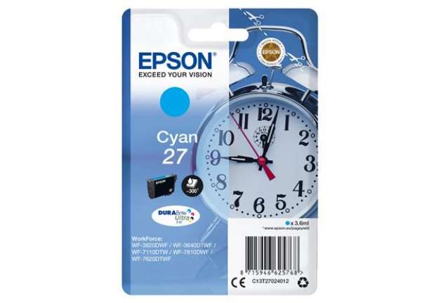 Immagine di Epson - Cartuccia ink - 27 - Ciano - C13T27024012 - 3,6ml