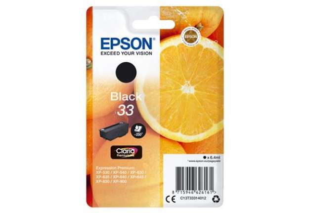 Immagine di Epson - Cartuccia ink - 33 - Nero - C13T33314012 - 6,4ml