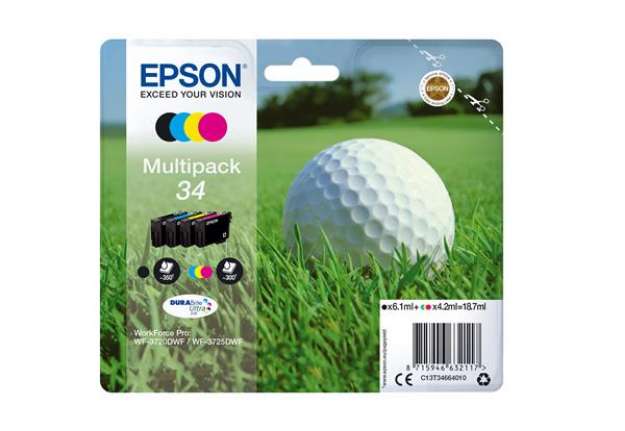 Immagine di Epson - Cartuccia ink - 34 - C/M/Y/K - C13T34664010 - C/M/Y 4,2ml - K 6,1ml