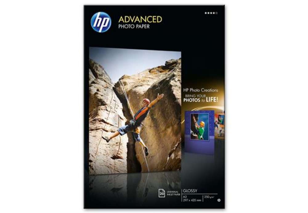 Immagine di Hp - Confezione da 20 Fogli Carta orignale fotografica lucida - A3 - 297 x 420 mm - Q8697A