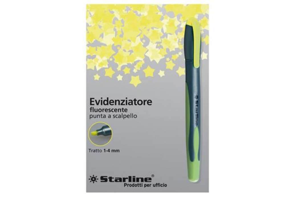 Immagine di Evidenziatore a penna - punta scalpello - tratto da 1,0-4,0mm - giallo - Starline