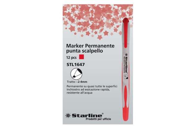 Immagine di Marcatore permanente Starline - punta a scalpello da 2,00-4,00mm - rosso - Starline