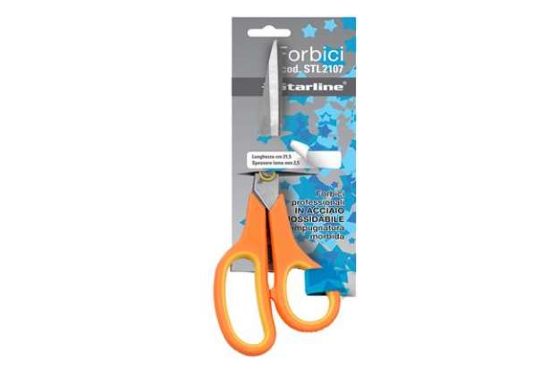 Immagine di Forbici - 21,5 cm - lama in acciaio - impugnatura gomma morbida - arancione - Starline