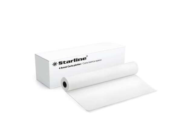 Immagine di Carta plotter - stampa inkjet - 914 mm x 50 mt - 90 gr - opaca - bianco - Starline