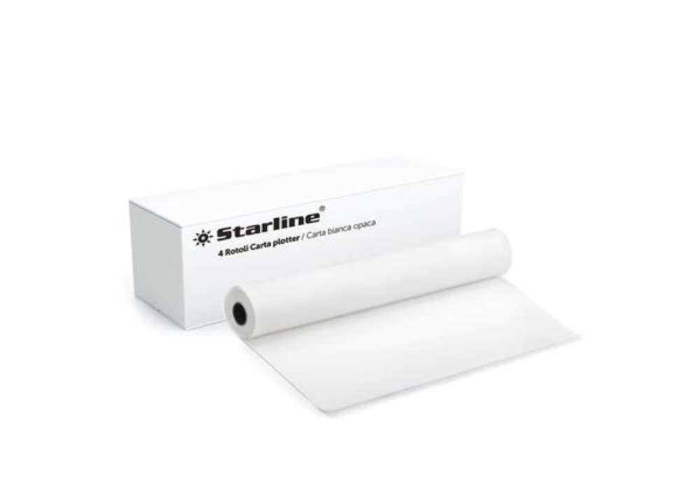 Immagine di Carta plotter - 420 mm x 50 mt - 80 gr - inkjet - opaca - bianco - Starline
