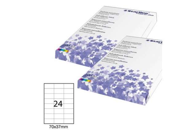 Immagine di Etichette adesive - in carta - permanenti - 70 x 37 mm - 24 et/fg - 100 fogli - bianco - Starline