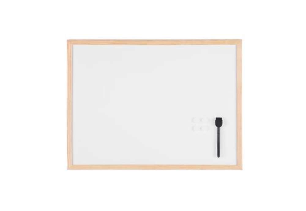 Immagine di Lavagna bianca magnetica - 45 x 60 cm - cornice legno - bianco - Starline