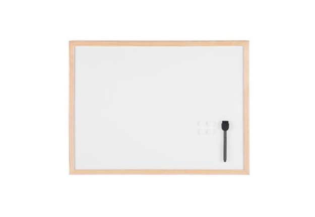 Immagine di Lavagna bianca magnetica - 45 x 60 cm - cornice legno - bianco - Starline