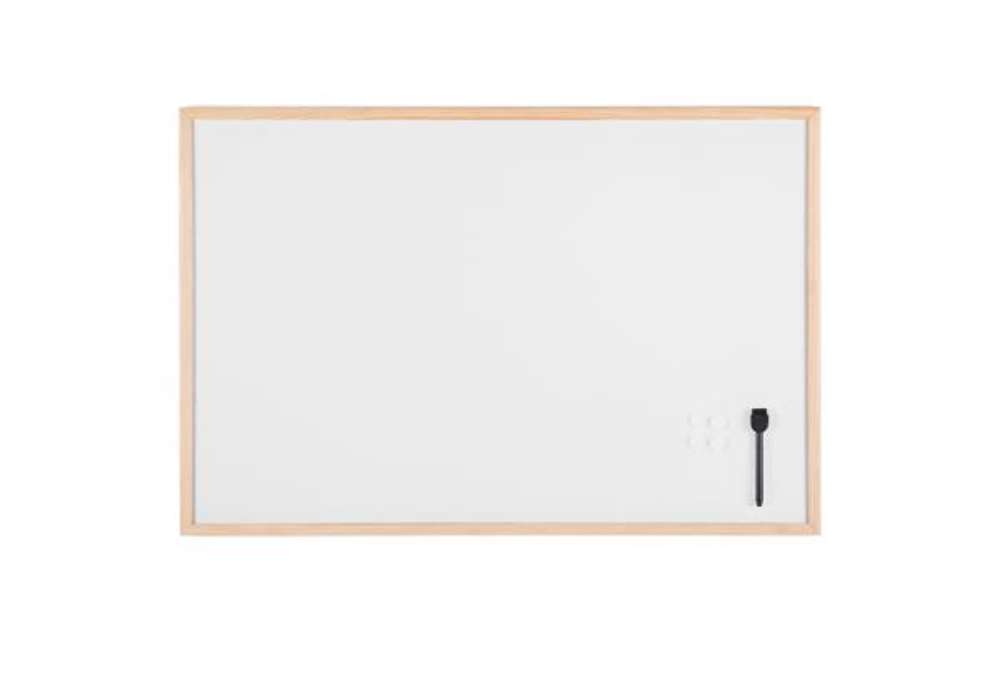 Immagine di Lavagna bianca magnetica - 60 x 90 cm - cornice legno - bianco - Starline