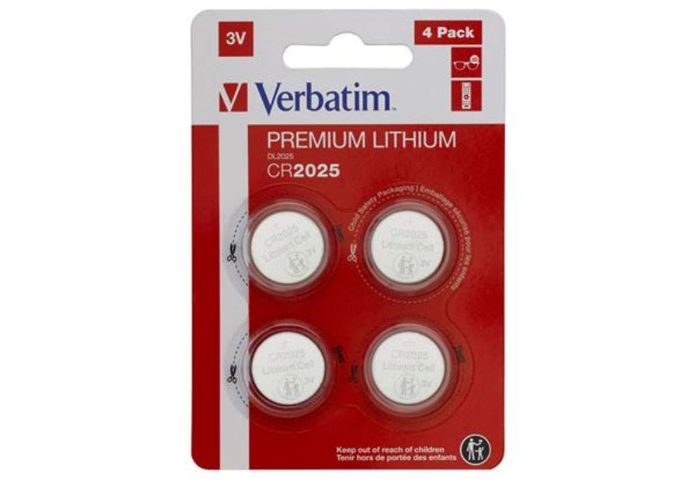 Immagine di Micropile CR2025 - 3V - a pastiglia - litio - Verbatim - blister 4 pezzi