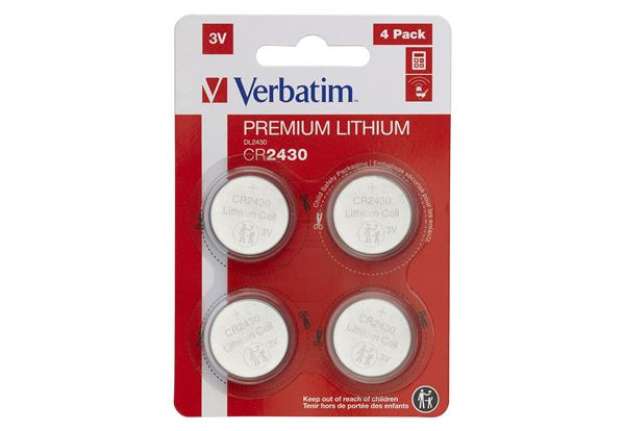 Immagine di Micropile CR2430 - 3V - a pastiglia - litio - Verbatim - blister 4 pezzi