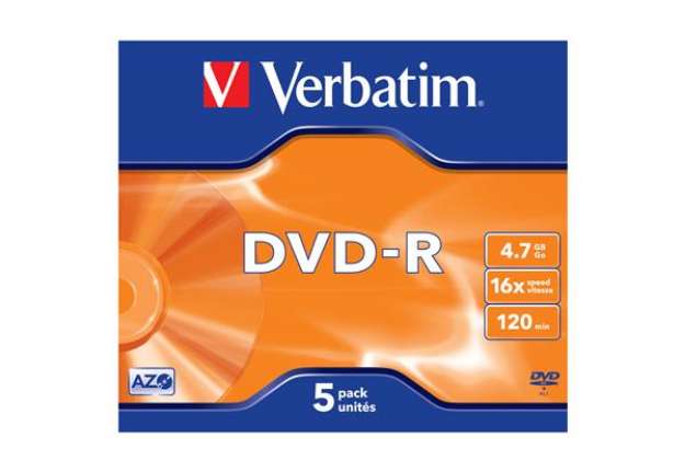 Immagine di Verbatim - Scatola 5 DVD-R - Jewel case - serigrafato - 43519 - 4,7GB