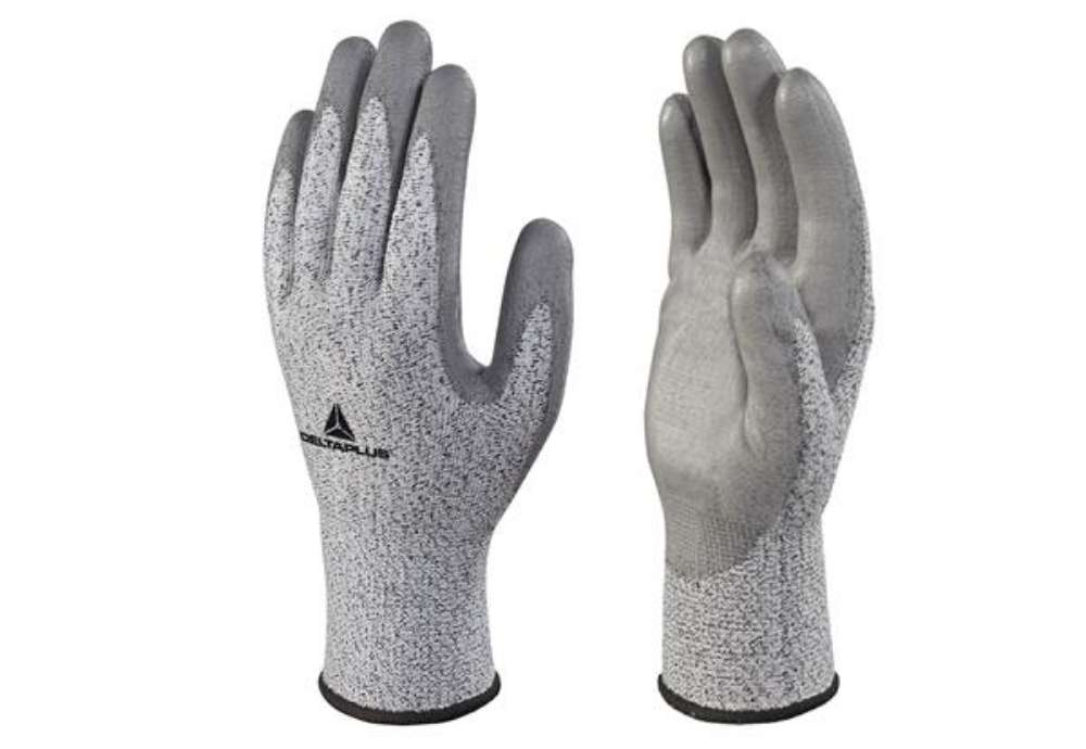 Immagine di Guanti antitaglio Venicut B04 - maglia tricot econocut - palmo in poliuretano - taglia 08 - grigio -