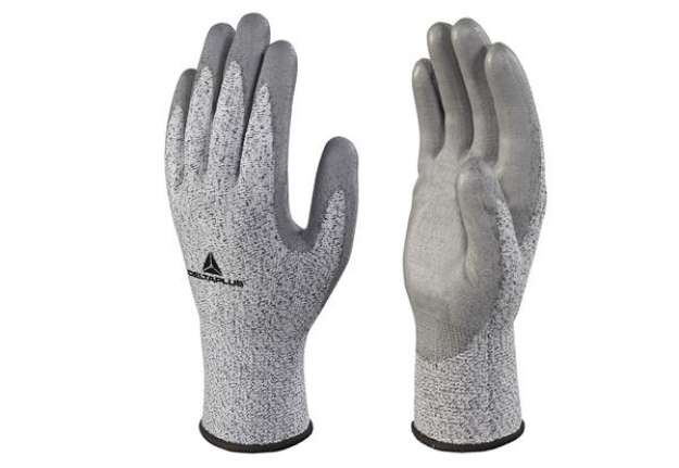 Immagine di Guanti antitaglio VenicutB04 - maglia tricot econocut - palmo in poliuretano - taglia 10 - grigio -