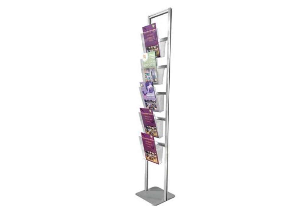 Immagine di Portadepliant da terra - con 5 tasche A4 - altezza 160 cm - Studio T