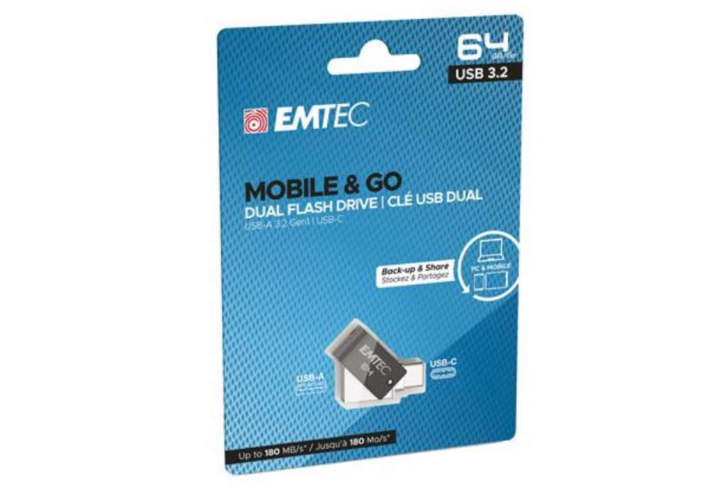 Immagine di Emtec - Dual USB3.2 T260 - Type-C - ECMMD64GT263C - 64GB