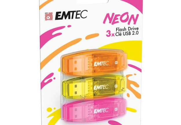Immagine di Emtec - Memoria - 3pz USB2.0 C410 8GB NEON - ECMMD8GC410P3NEO