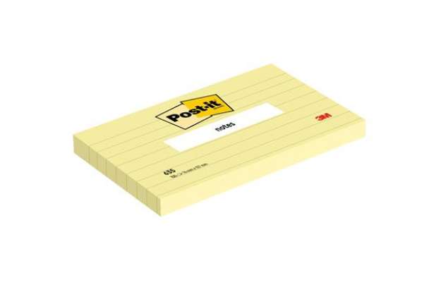 Immagine di Blocco foglietti - 635 - a righe - 76 x 127 mm - giallo Canary? - 100 fogli - Post it?